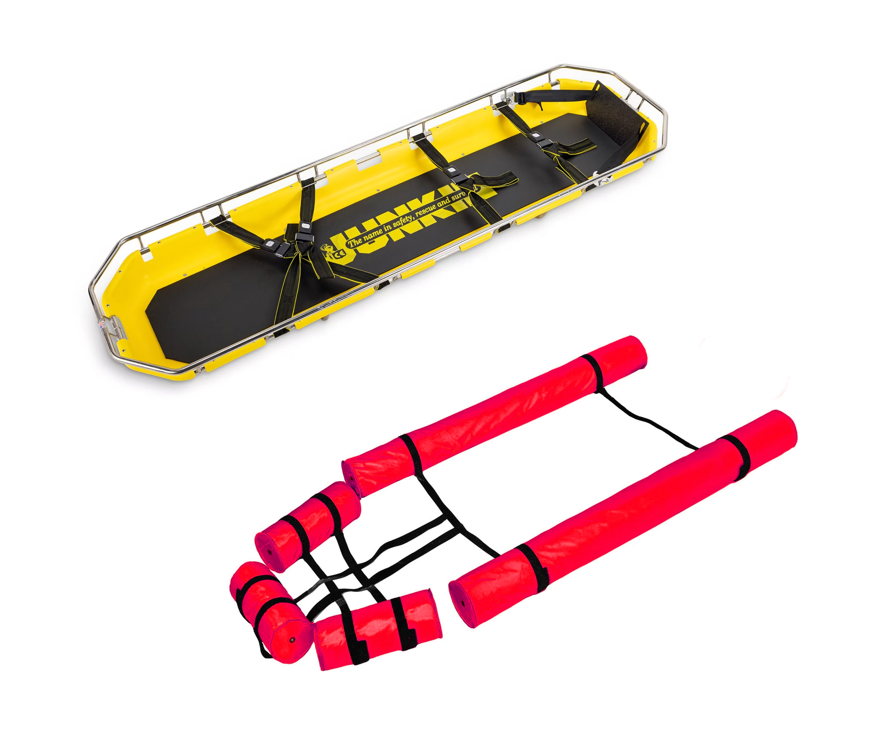 ANS 68 バスケットストレッチャー。舟形の大型ストレッチャー。非常に丈夫で吊上げもできるため山岳、水難救助、工事現場などの救急、救助事例に使用します。