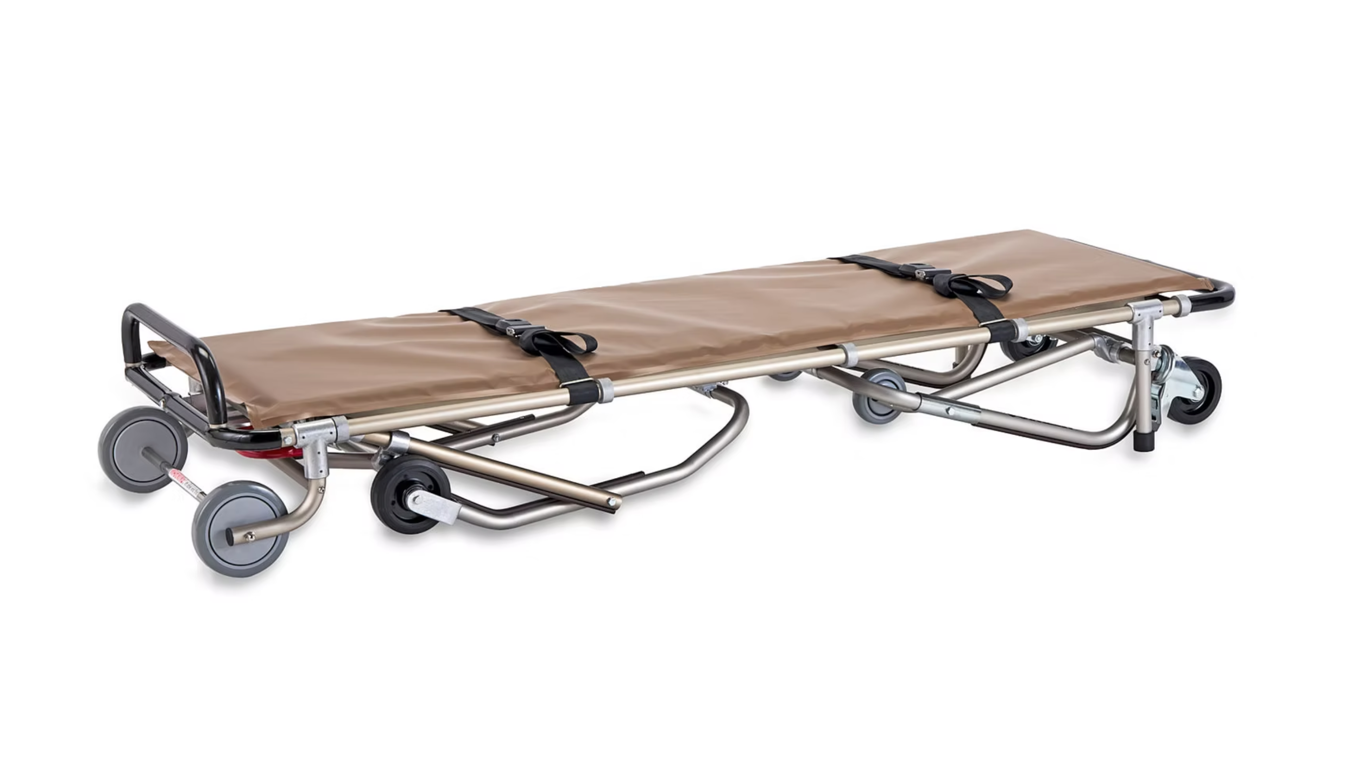 ANS 80 強化車両搭載用ストレッチャー。ANS 74の強化タイプで耐荷重は408kgと超頑丈。オプションでサイドアームを付けることもできます。