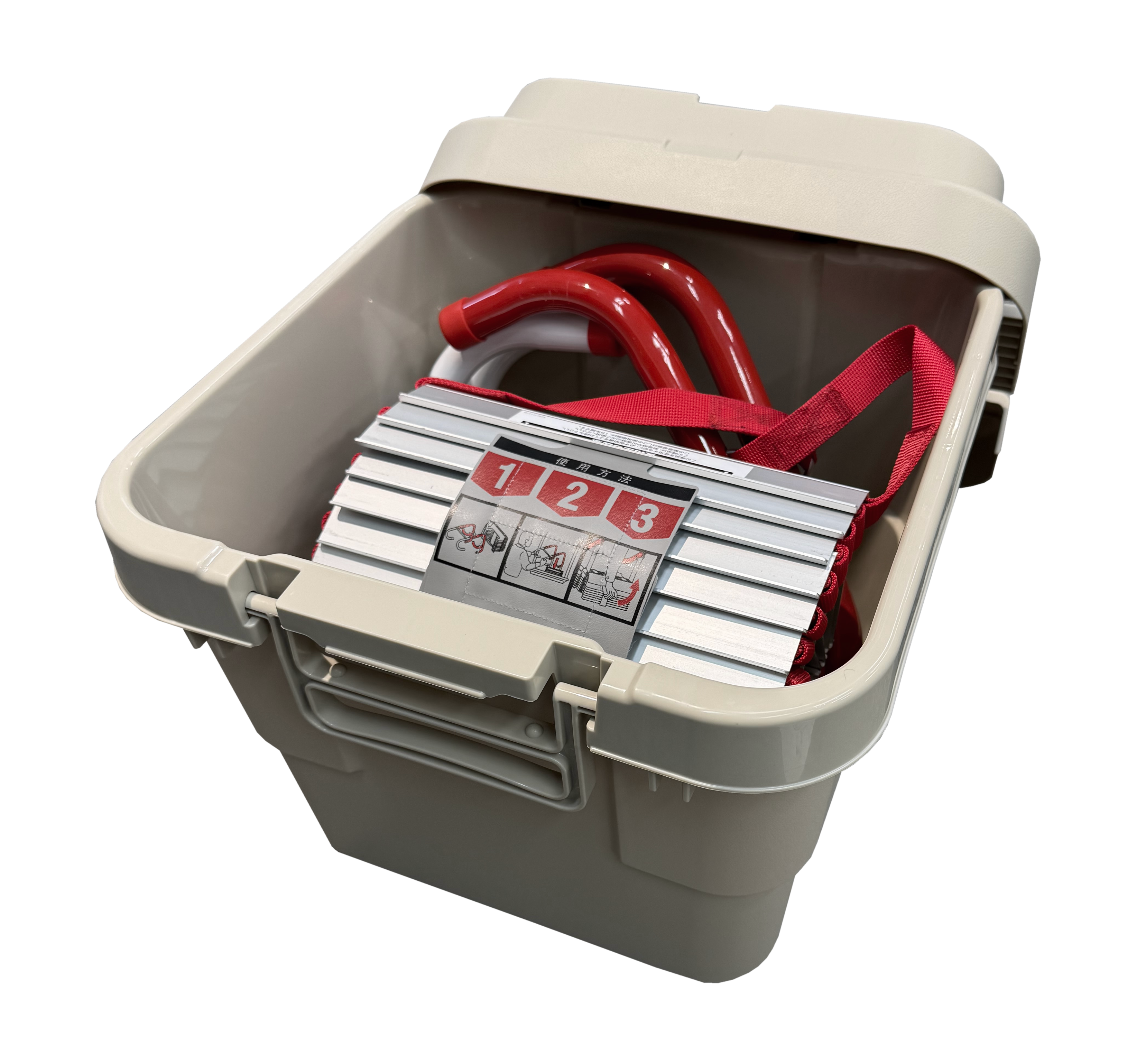 KL-2S 2階用避難はしご。窓やベランダにすぐに装着できる軽量コンパクトな2階用避難はしご。3ステップで誰でも簡単に使用できます。