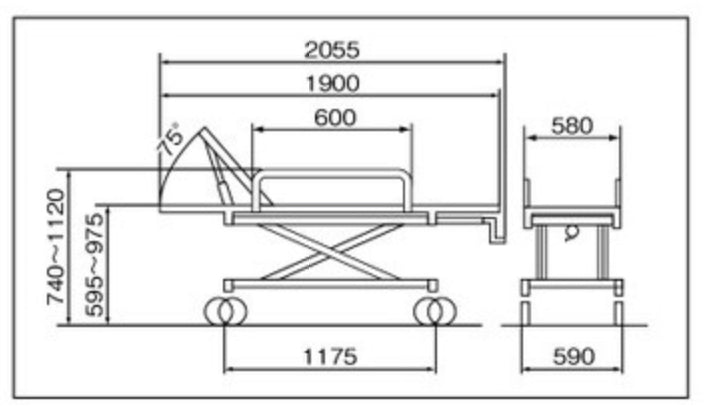 AL-TUD-4 軽量ストレッチャー。トータルロックタイプ・担架取り外し式・背上げ機構付。クランクハンドル上下式で高さ調整ができベッド等への移動が楽に行えます。
