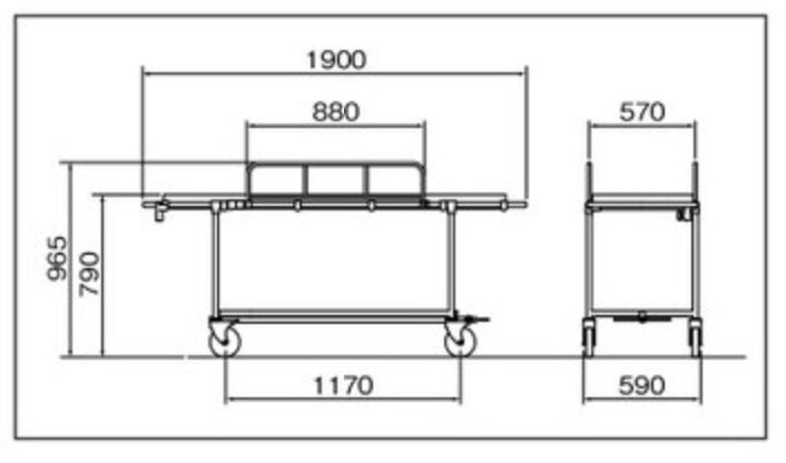 AL-D 軽量ストレッチャー。四輪ダブルロックタイプ・担架固定式・高さ固定式。汎用タイプのストレッチャーです。