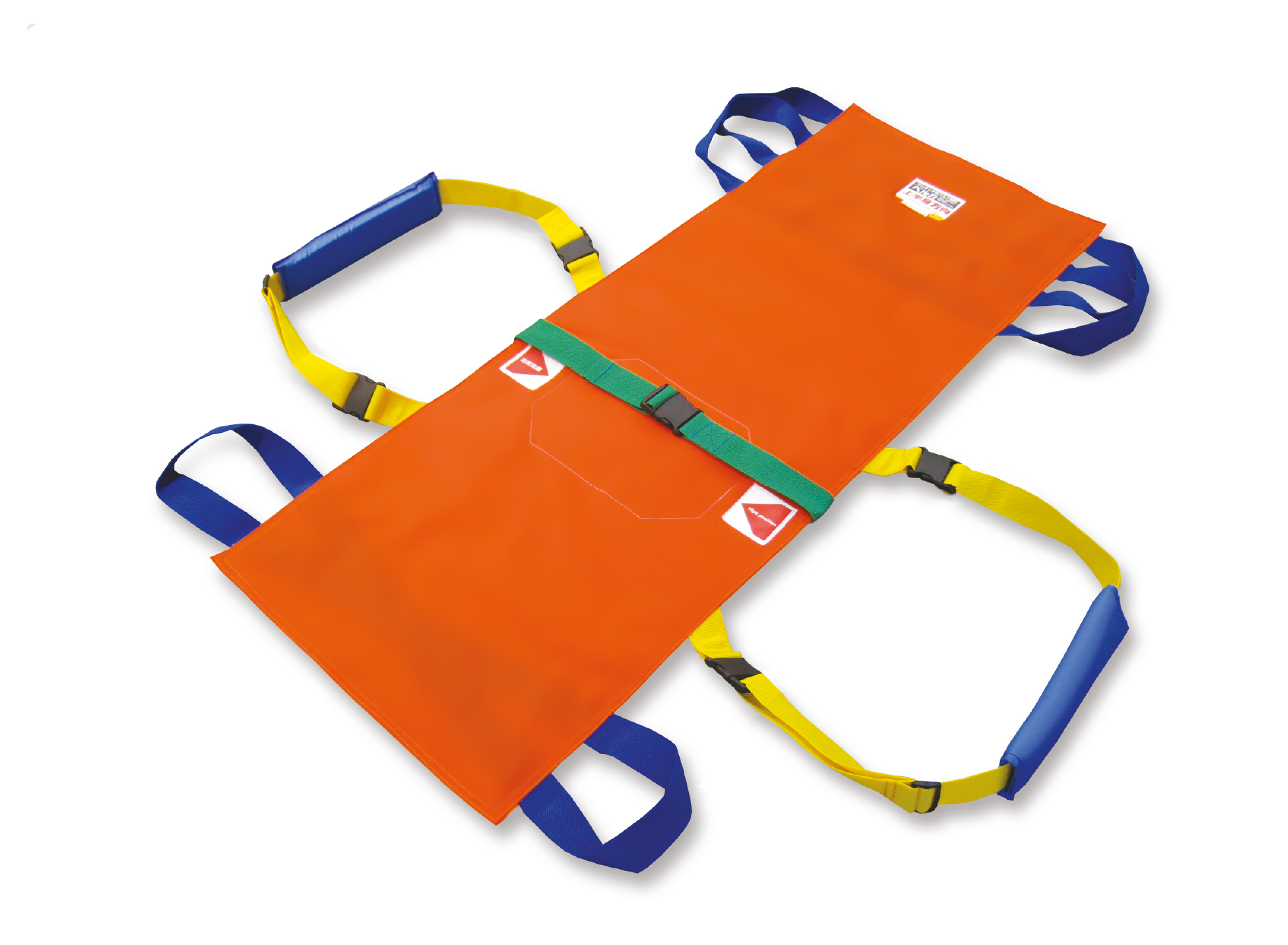 ベルカ HB-140 入浴担架。水分が残りにくい防水生地なので、寝具から浴槽までかついで入浴できます。ベルトを肩からかけて体全体で担ぐので、楽に搬送。緊急時は一人でも搬送可能です。