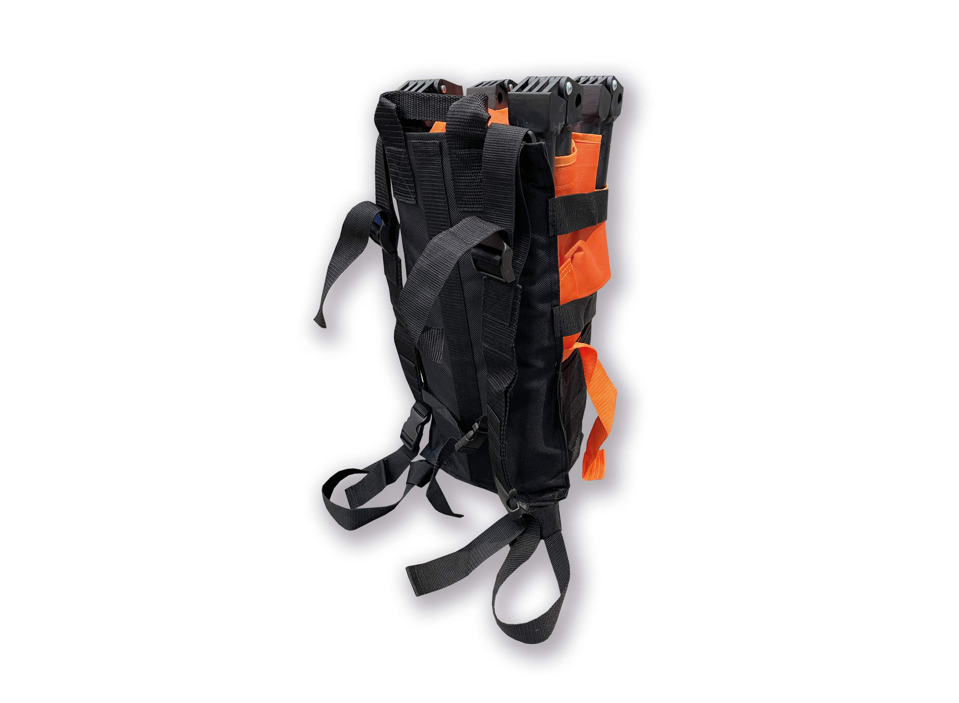 ANS 25 四つ折りコンパクト担架。長さは約4分の1に。小さく折り畳めるコンパクトタイプで、簡易ハーフバッグ付なので収納や持ち運びが楽に行えます。