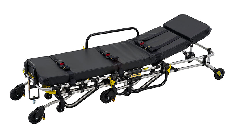 ANS M2 車両搭載用ストレッチャー。車への搬入・搬出が簡単に行えるロールインストレッチャー(前後脚独立タイプ)です。お車の床の高さに合わせて製作します。