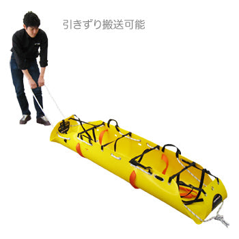 トータル 万能ストレッチャー。多方面で活躍する非常に丈夫な万能担架。水平だけでなく垂直吊り上げも可能なので特に山岳・船舶・建築現場等狭い場所で重宝します。
