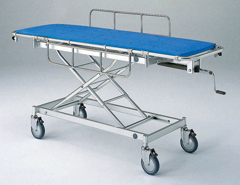 AL-SUD 軽量ストレッチャー シャワー用。四輪ダブルロックタイプ・担架固定式・シャワー用。クランクハンドル上下式で高さ調整ができベッド等への移動が楽に行えます。