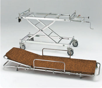 AL-UD-4 軽量ストレッチャー。四輪ダブルロックタイプ・担架取り外し式・背上げ機構付。クランクハンドル上下式で高さ調整ができベッド等への移動が楽に行えます。