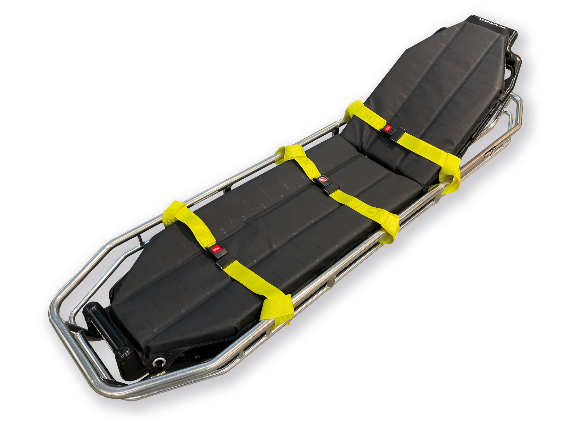 ボストンライト アルミ製バスケットストレッチャー。スパインボードとバスケットストレッチャーが一つになった画期的な担架です。