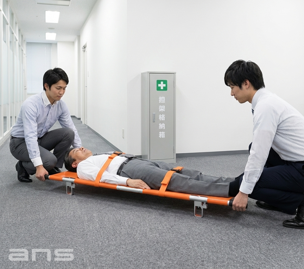 ANS 24 軽量携帯用折りたたみ担架。医療・介護・防災・緊急用に。簡単・コンパクトで機能性・耐久性・使いやすさを兼ね備えたスタンダード担架の決定版。