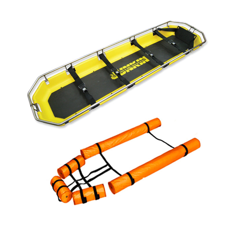 ANS 68 バスケットストレッチャー。舟形の大型ストレッチャー。非常に丈夫で吊上げもできるため山岳、水難救助、工事現場などの救急、救助事例に使用します。