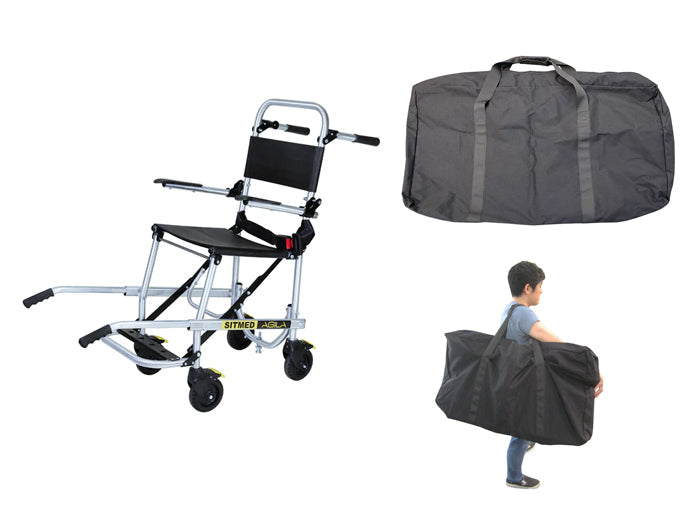 非常搬送用車いす ANS C1。階段や狭い場所でも楽に搬送できる非常用車いす。前後にハンドル付で階段も迅速に搬送。限られたスペースで大活躍。