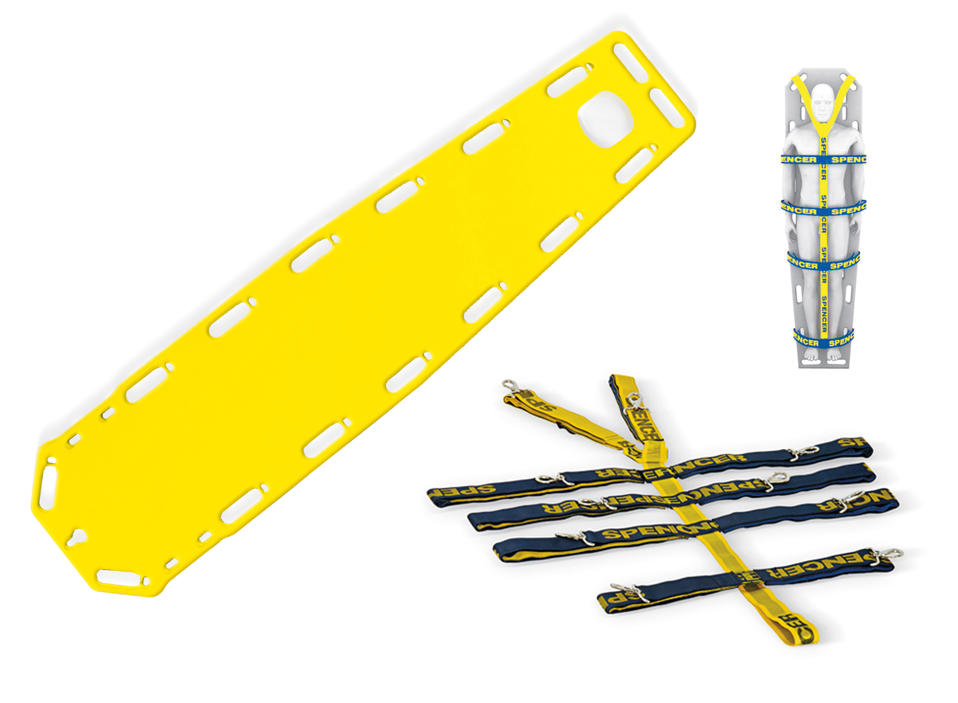 ロック 強化スパインボード。ロックは非常に丈夫なスパインボード（バックボード）でしっかりと患者を固定し搬送できるので、特に脊椎損傷が疑われる場合などに最適です。