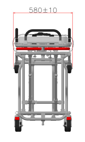 ANS M2 車両搭載用ストレッチャー。車への搬入・搬出が簡単に行えるロールインストレッチャー（前後脚独立タイプ）です。お車の床の高さに合わせて製作します。