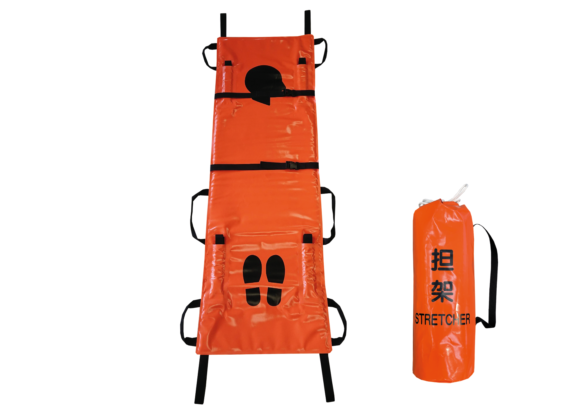 ANS 21 楽々引きずり式ストレッチャー。緊急時にはソリのように滑らせて女性や高齢者の力でも搬送できる画期的な担架です。